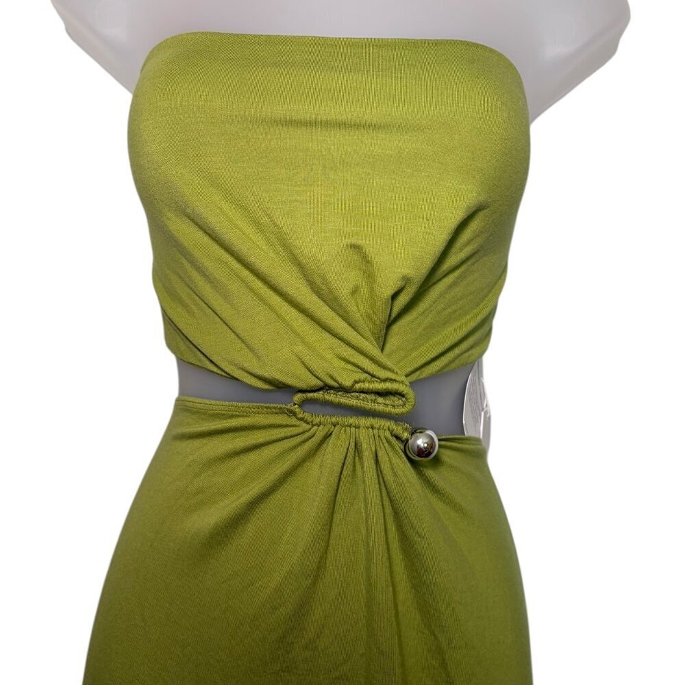 Reformation Amaia Knit Strapless Cutout Maxi Dress Green XL NWT - Picture 5 of 7